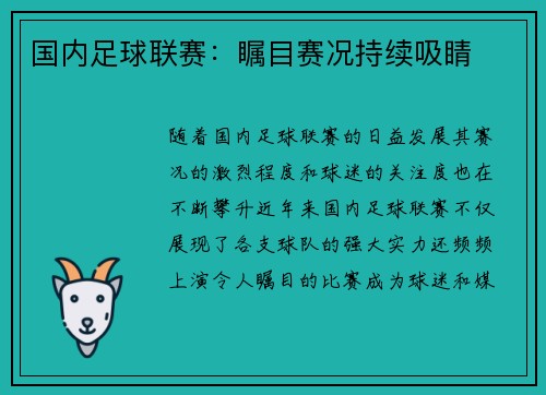 国内足球联赛：瞩目赛况持续吸睛